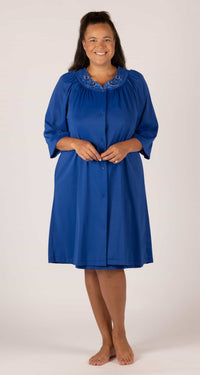 Navy Sleeveless Gown & Short Robe Set