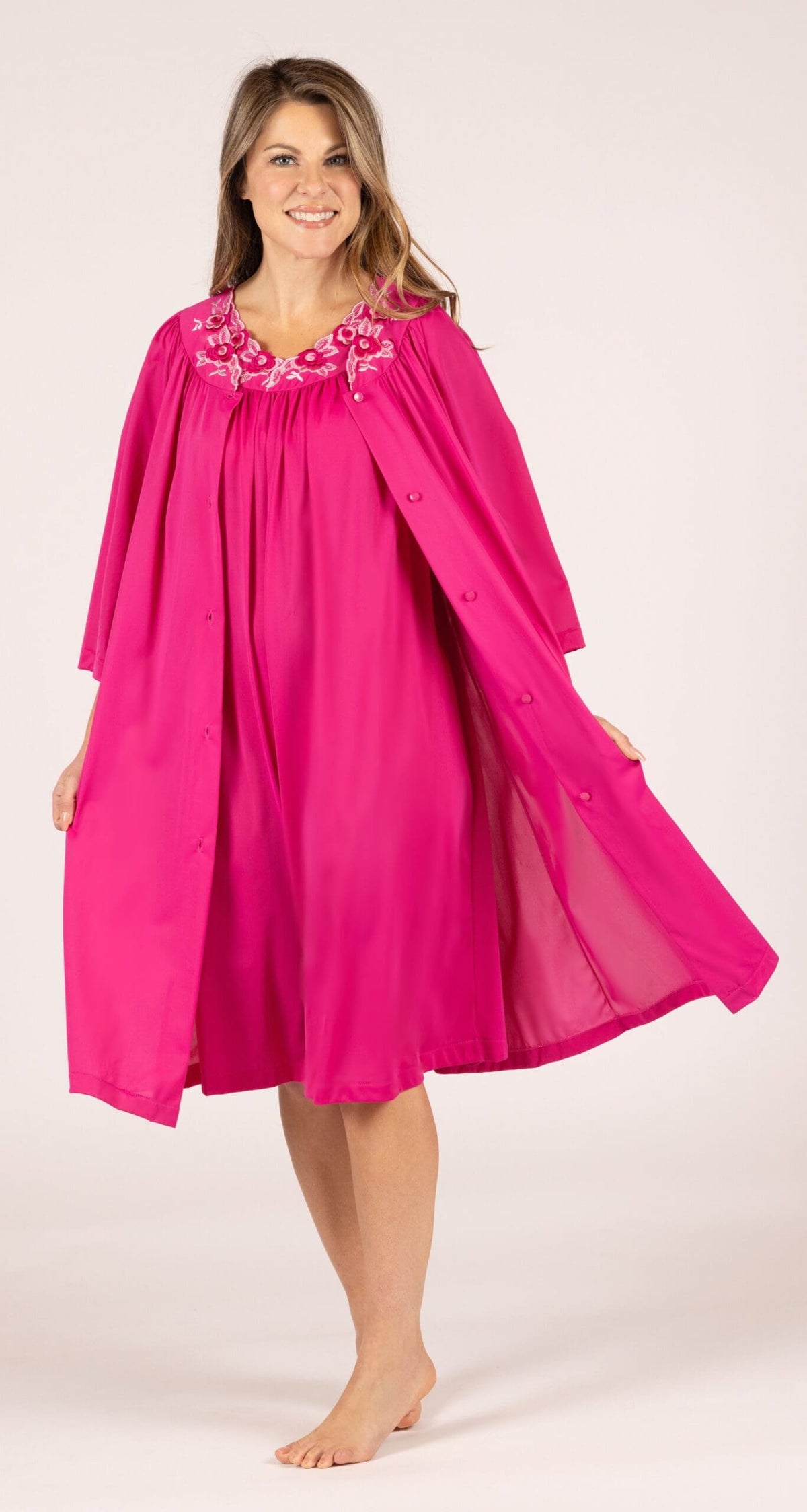 Raspberry Sleeveless Gown & Short Robe Set