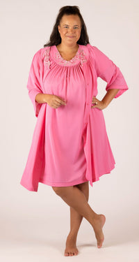 Rosey Pink Sleeveless Gown & Short Robe Set