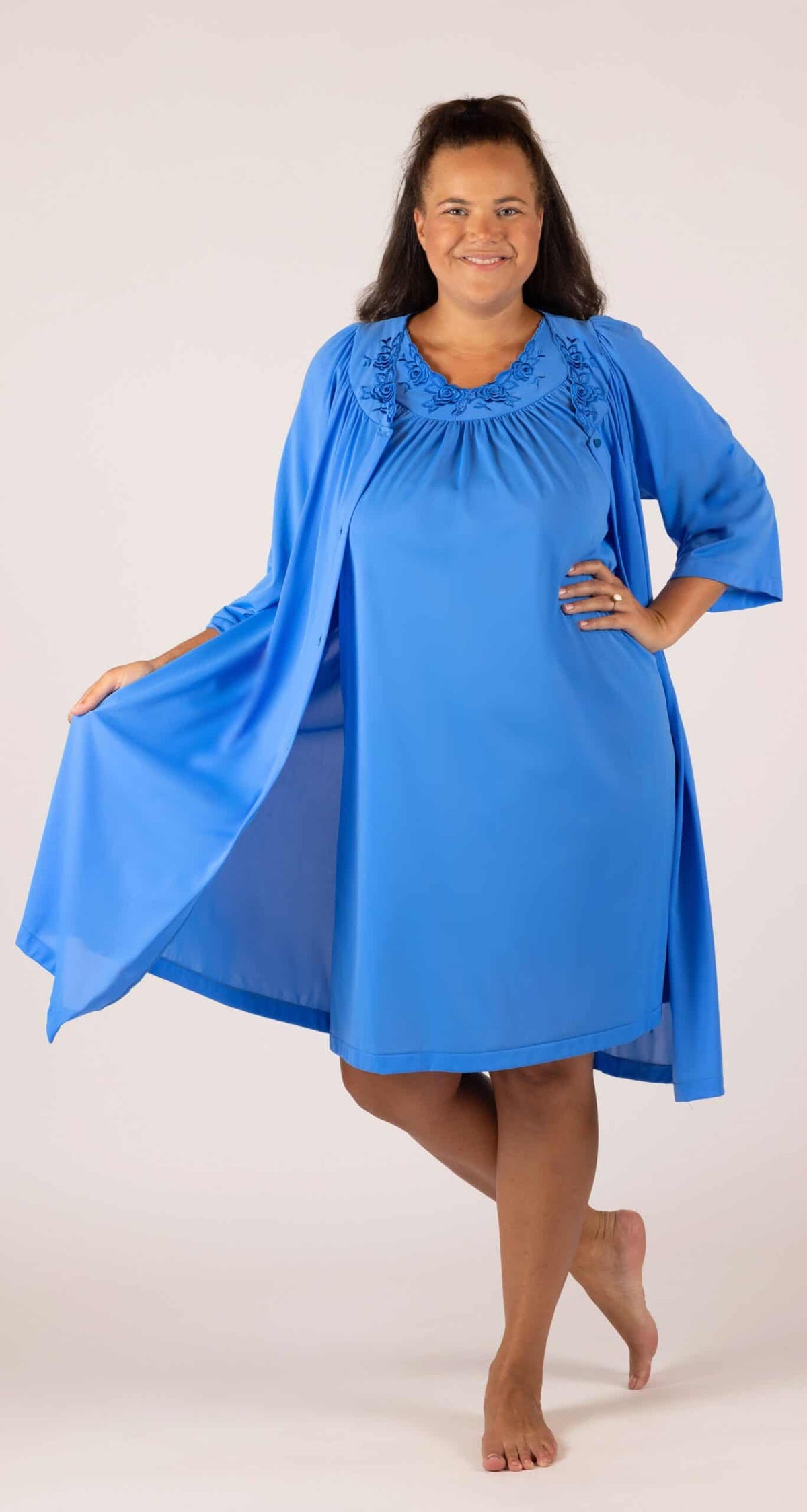 Sapphire Sleeveless Gown & Short Robe Set