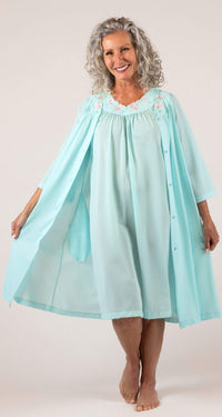 Seafoam Sleeveless Gown & Short Robe Set