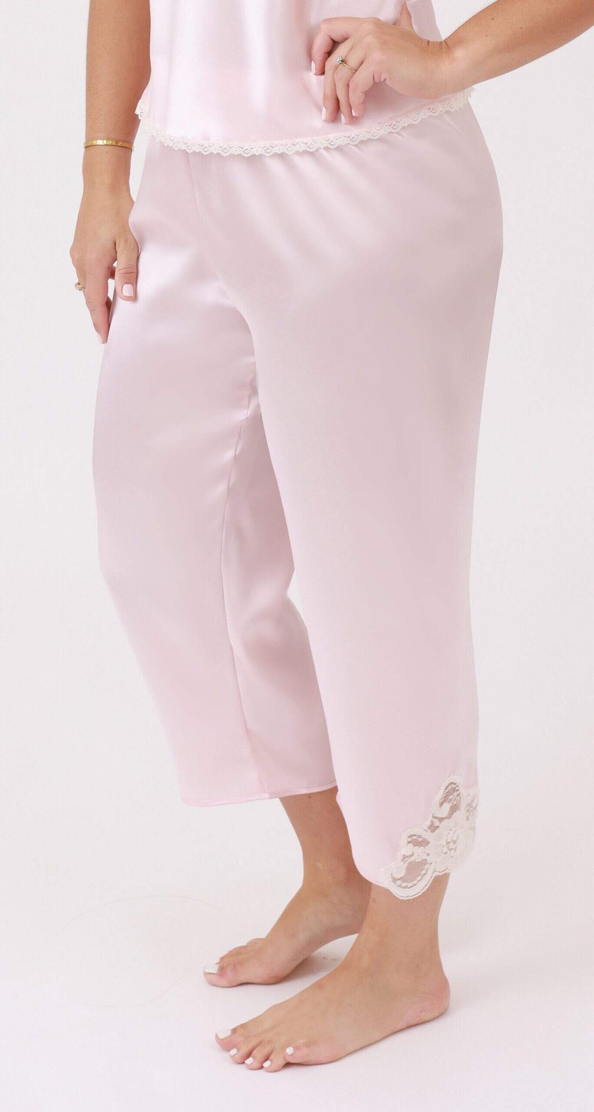Rochelle Satin Sleep Capri in Blush