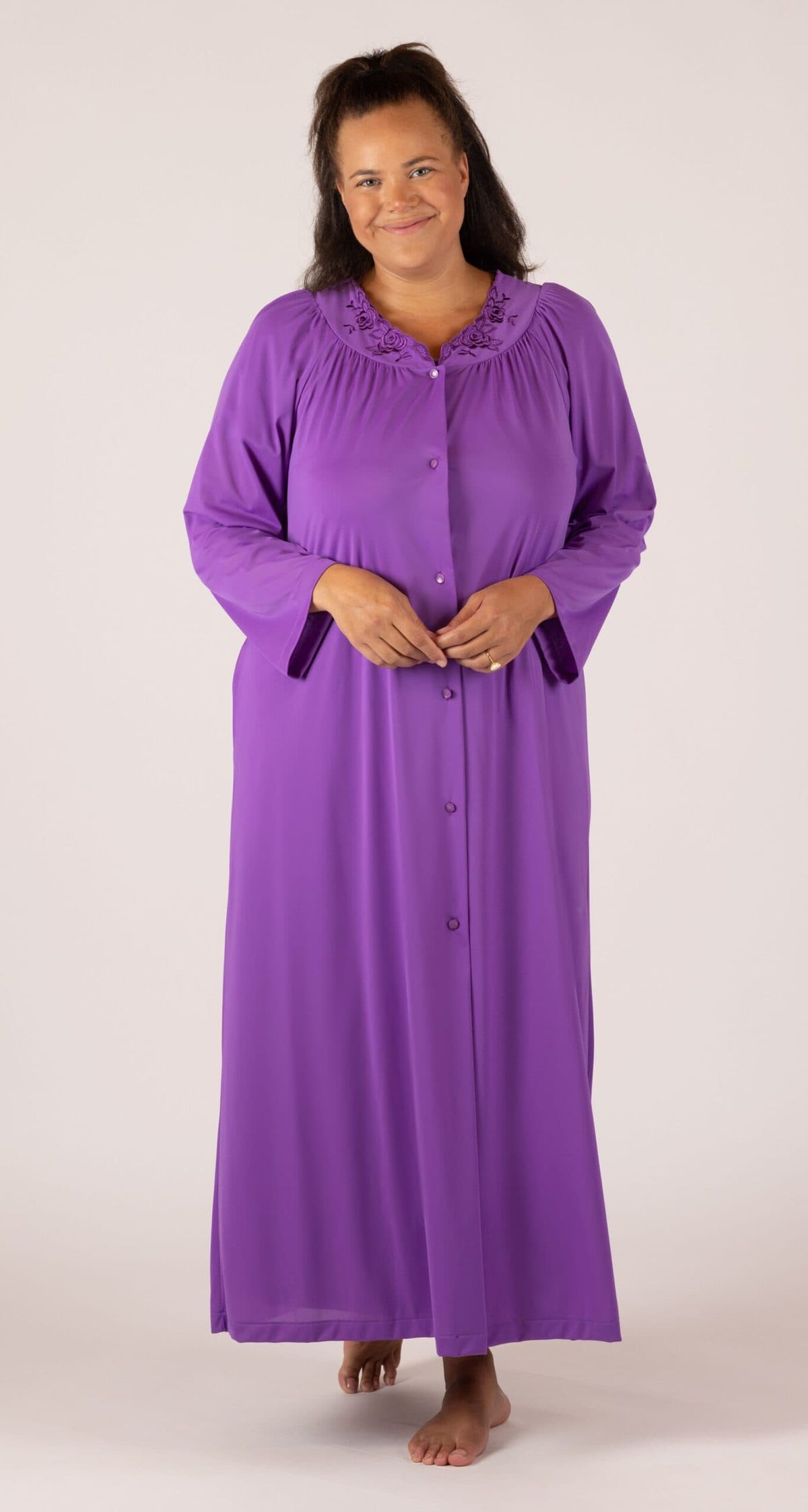 long sleeve robe dress SilkSilky 100% Mulberry Silk Long Sleeve Midi Women's Robe, Wine / L(12)