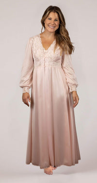 Blush Silhouette Lace Button Down Long Robe