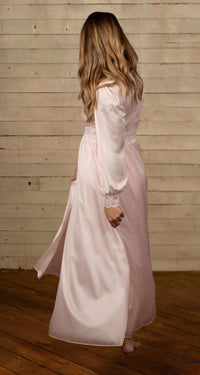 Blush Silhouette Lace Button Down Long Robe