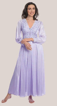 Peri Frost Silhouette Lace Button Down Long Robe