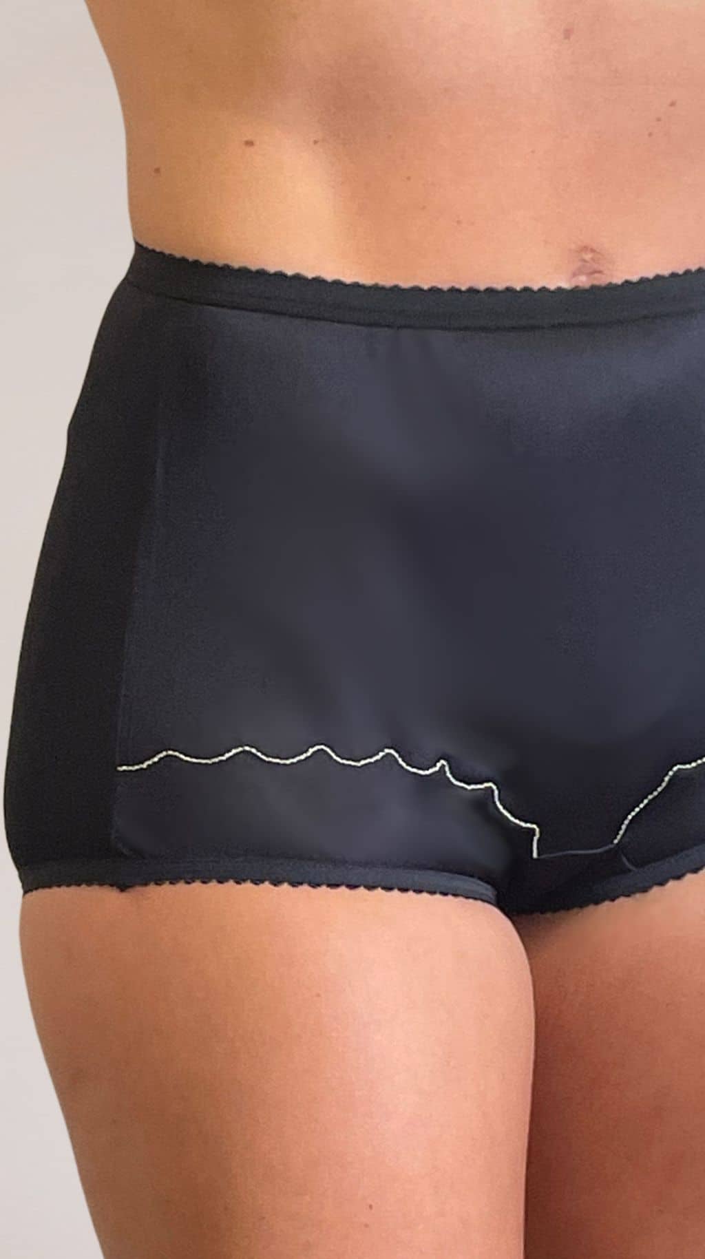 Black Dixie Belle Scalloped Trim Nylon Full Brief
