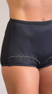 Black Dixie Belle Scalloped Trim Nylon Full Brief