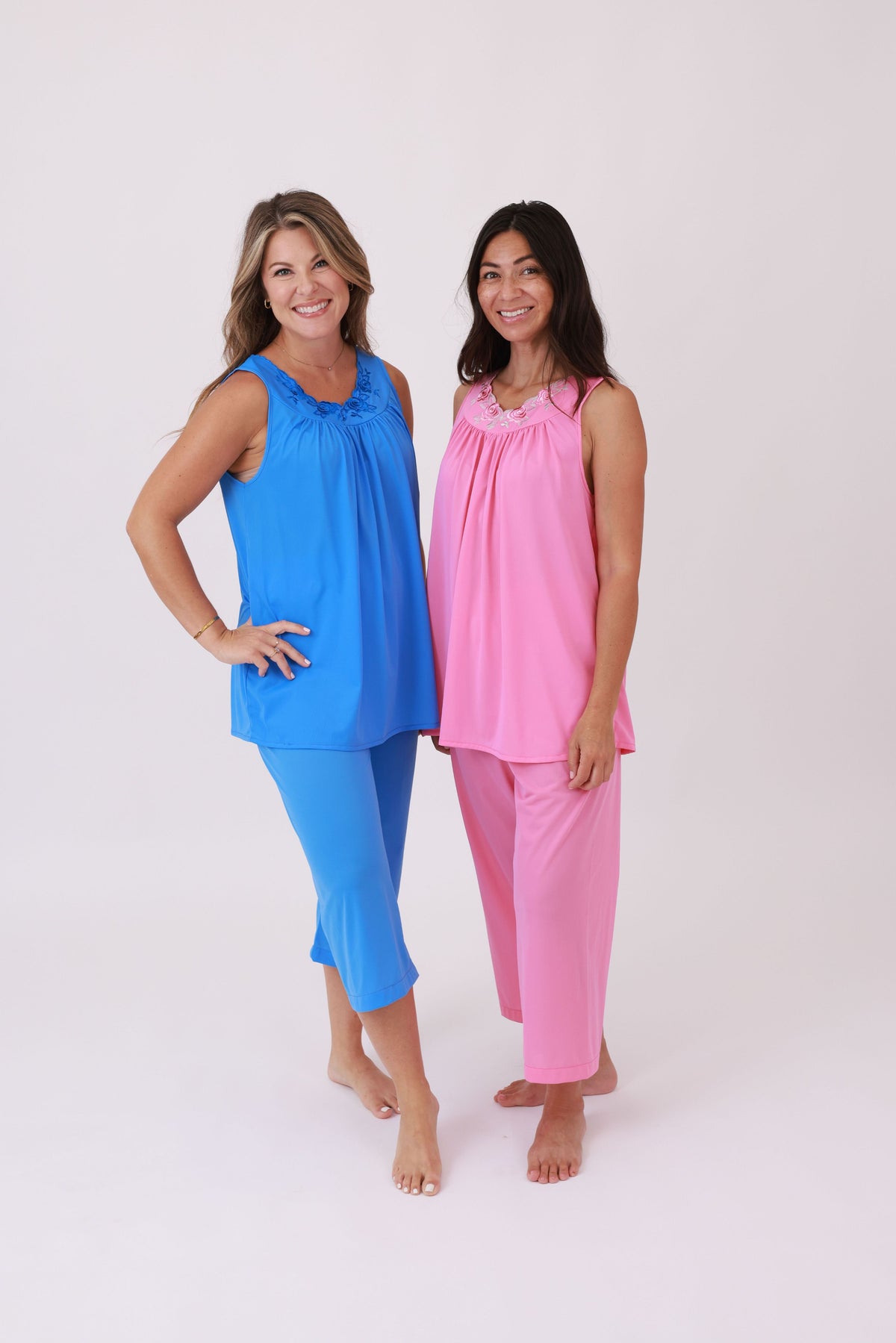 Shadowline® Petals Sleeveless Swing Top and Capri PJ Set