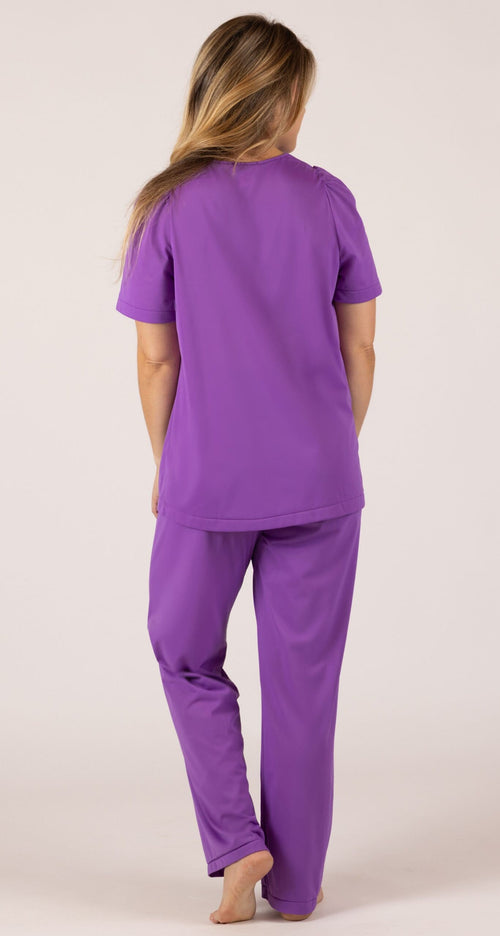 Petals Short Sleeve Button Down Pajama Set Back View