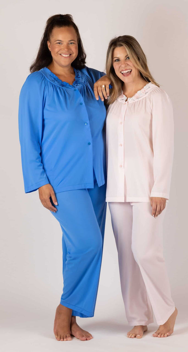 Petals Long Sleeve Button Down Pajama Pant Set