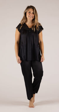 Black Lace Cap Sleeve PJ Set