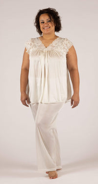 Ivory Lace Cap Sleeve PJ Set