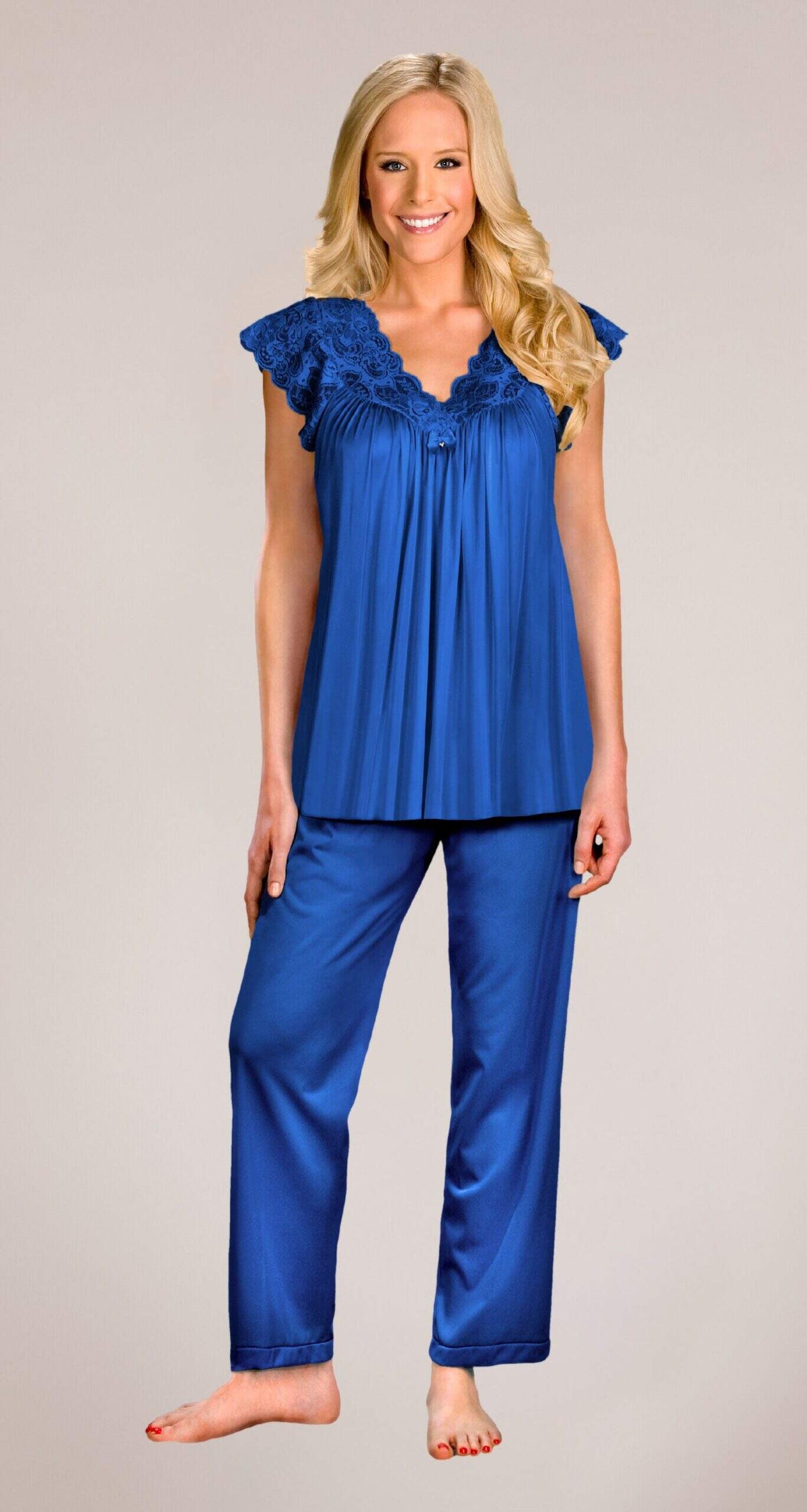 Navy Lace Cap Sleeve PJ Set