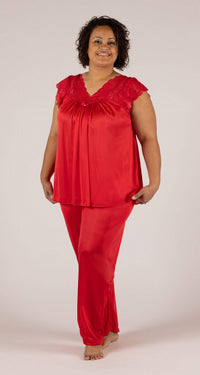 Red Lace Cap Sleeve PJ Set