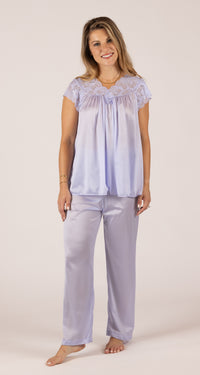 Silhouette Lace Cap Sleeve Pajama Set in Peri Frost