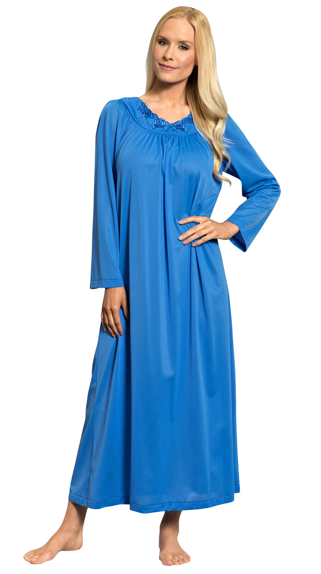 New,suitable Women's Cotton Sleep Shirt, Long Sleeve Button-down Nightshirt  Flannel Night Shirt,l, Blue