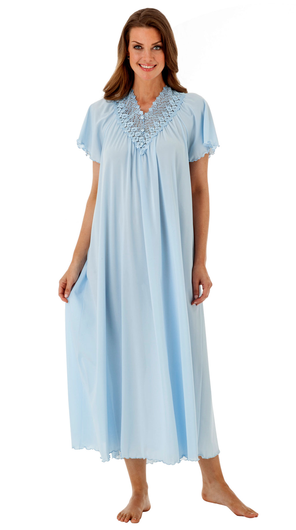 Women's Long Embroidered Lace Nightgown