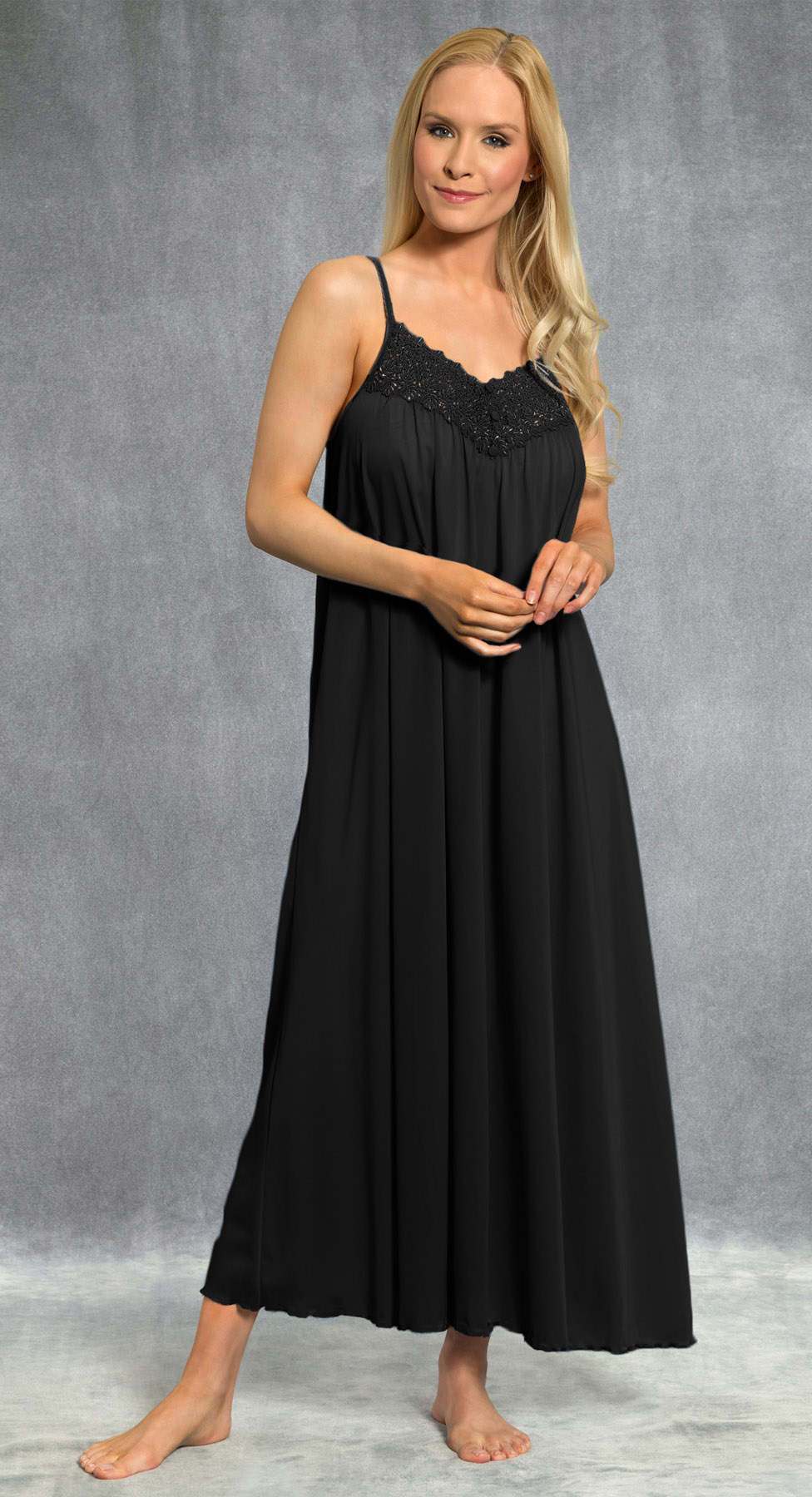 Women's Full Silp Dress with Built in Bra Spaghetti Nightgown Long