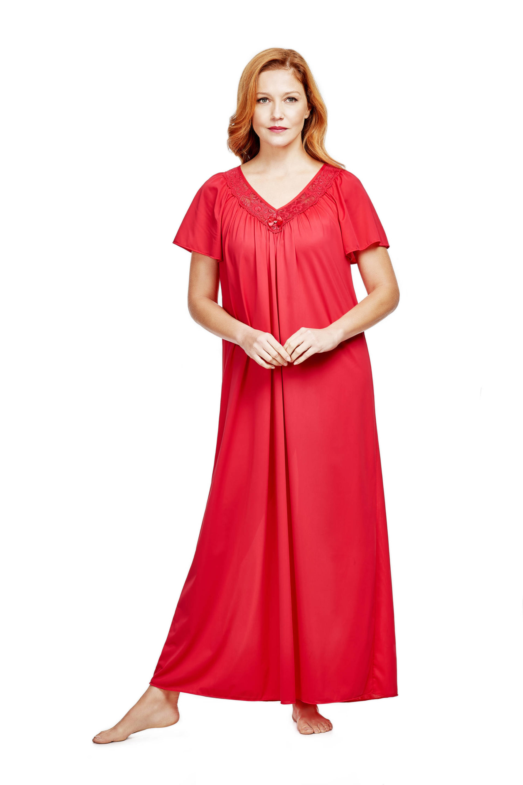 Women's Long Lace V-Neck Nightgown