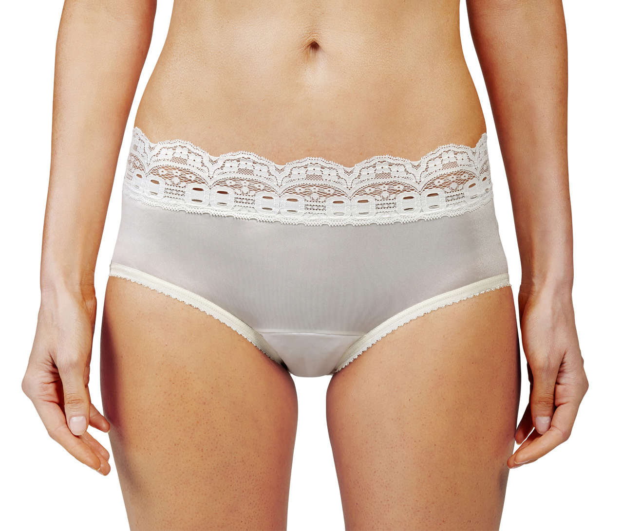 Velrose Lingerie Shadowline Nylon Full Brief Panty with Lace, 3-Pack