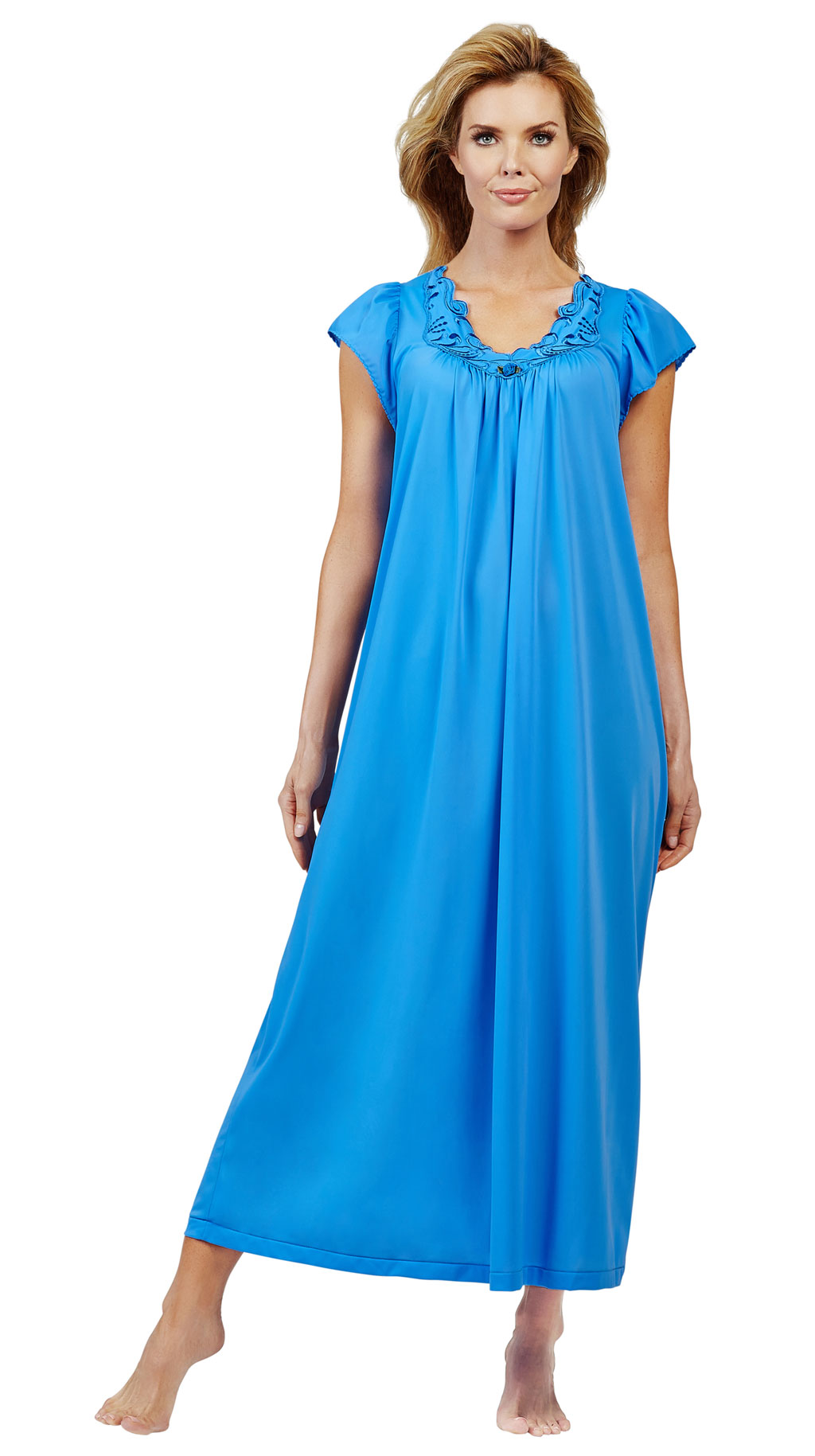 Shadowline® Rosebud Long Cap Sleeve Nightgown - Shadowline & Velrose
