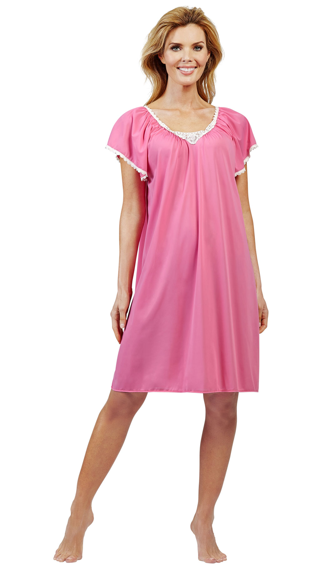 Buy LOOK PLUS Satin Nighty Full Length 2 Pieces Nighty Baby Pink (2 pcs Set  of Nighty Pyjama Top Nighty, wrap Gown ) | Night Wear| Sleep Wear for Women  (Free-Size 28